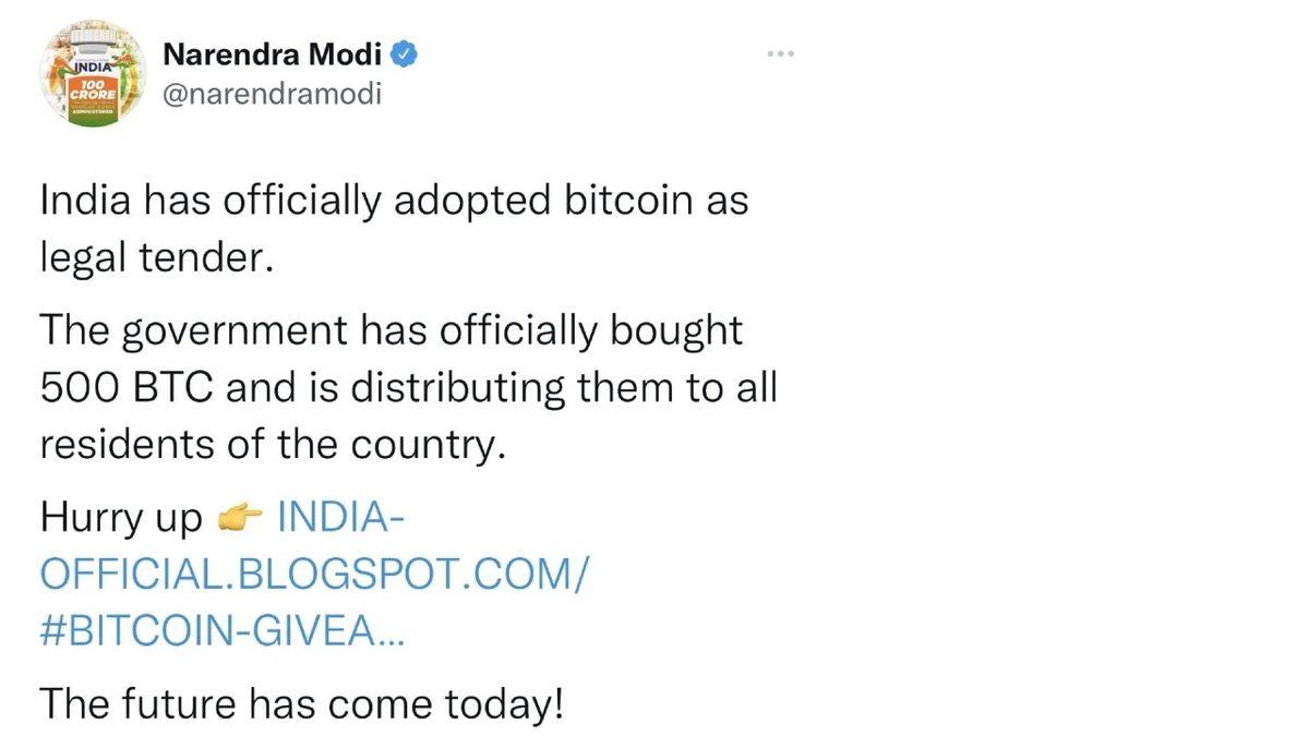 Hackerlar Yine Bildiğiniz Gibi: Hindistan Başbakanı’nın Twitter Hesabı Çalındı