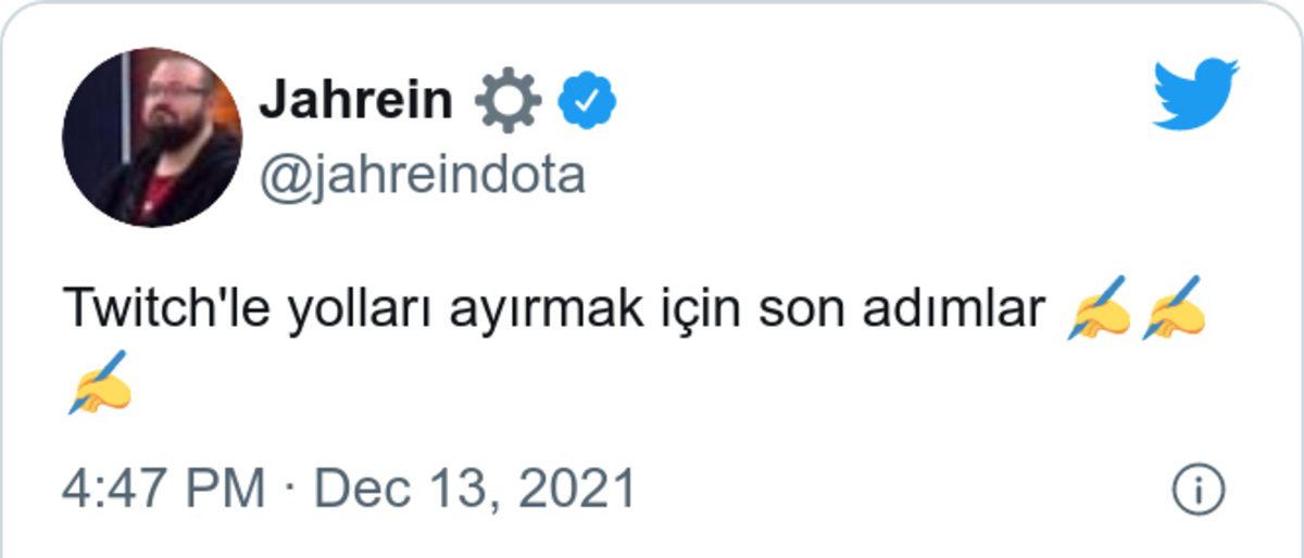 Sözleşmesi Yüzünden Twitch’ten Ayrılamayan Jahrein’den Yeni Açıklama: ’Yolları Ayırmak İçin Son Adımlar’