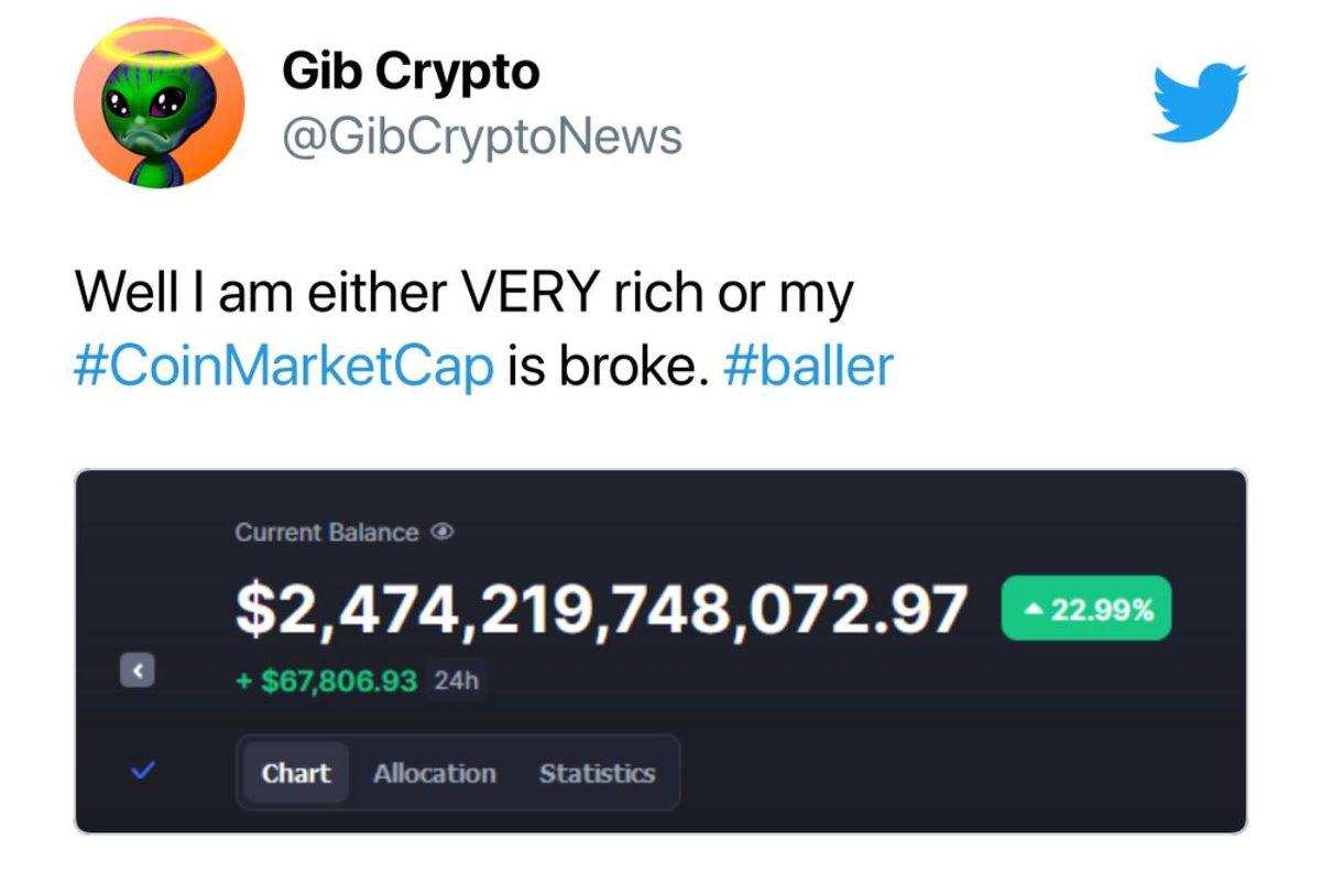 Kullanıcılar Anlık Olarak ’Milyarder’ Oldu: CoinMarketCap’te Kripto Paraların Değeri Piyasa Değerinin Üstünde Gözüküyor