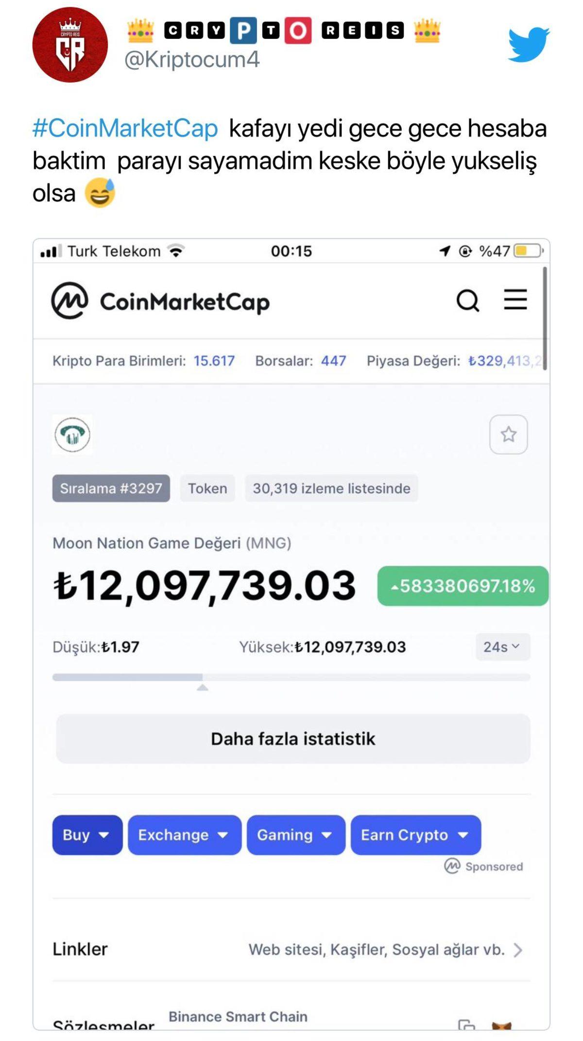 Kullanıcılar Anlık Olarak ’Milyarder’ Oldu: CoinMarketCap’te Kripto Paraların Değeri Piyasa Değerinin Üstünde Gözüküyor