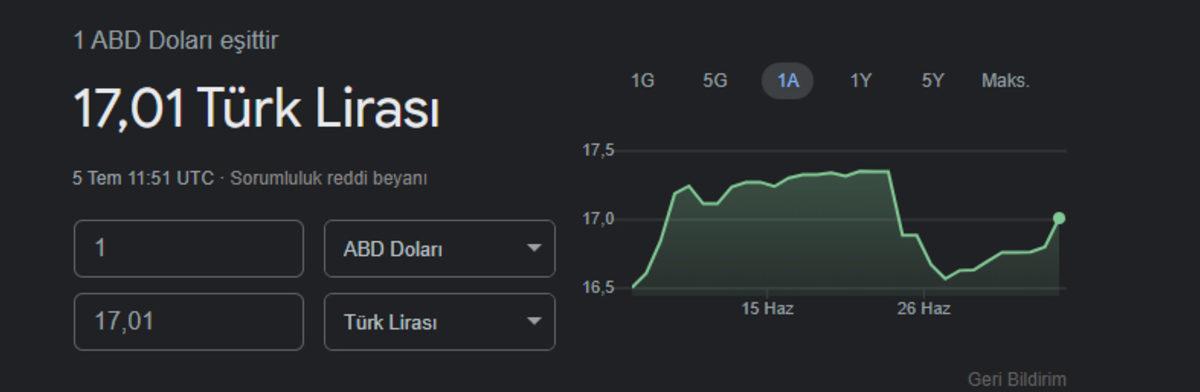 SON DAKİKA: Dolar, 17 TL’yi Aştı! (Yine)