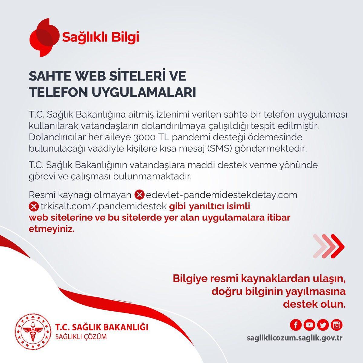Sağlık Bakanlığı, Dolandırıcılara Ait İki Link İçin Uyarı Yaptı: Tıklamayın