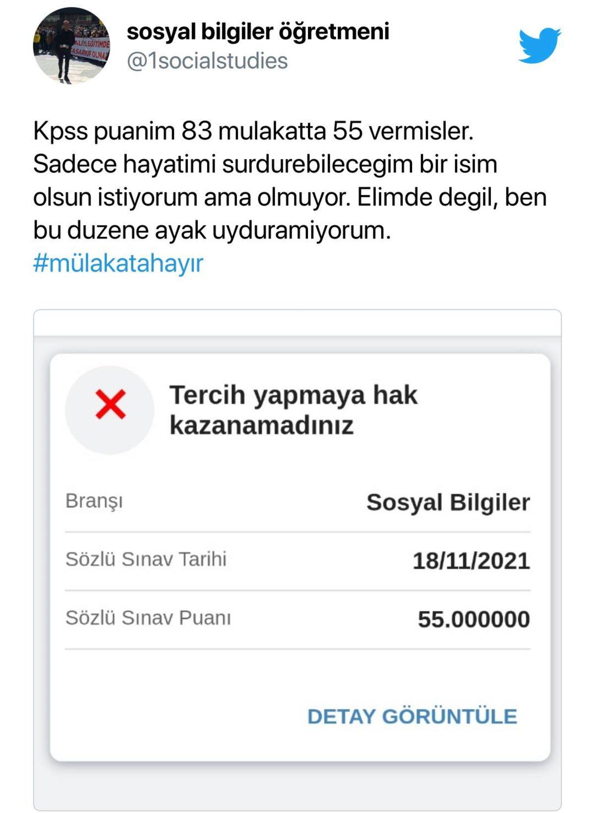 Yüksek Puanlarına Rağmen KPSS Mülakatında Elenen Öğretmenler Twitter’da Tepki Gösterdi: #MülakataHayır