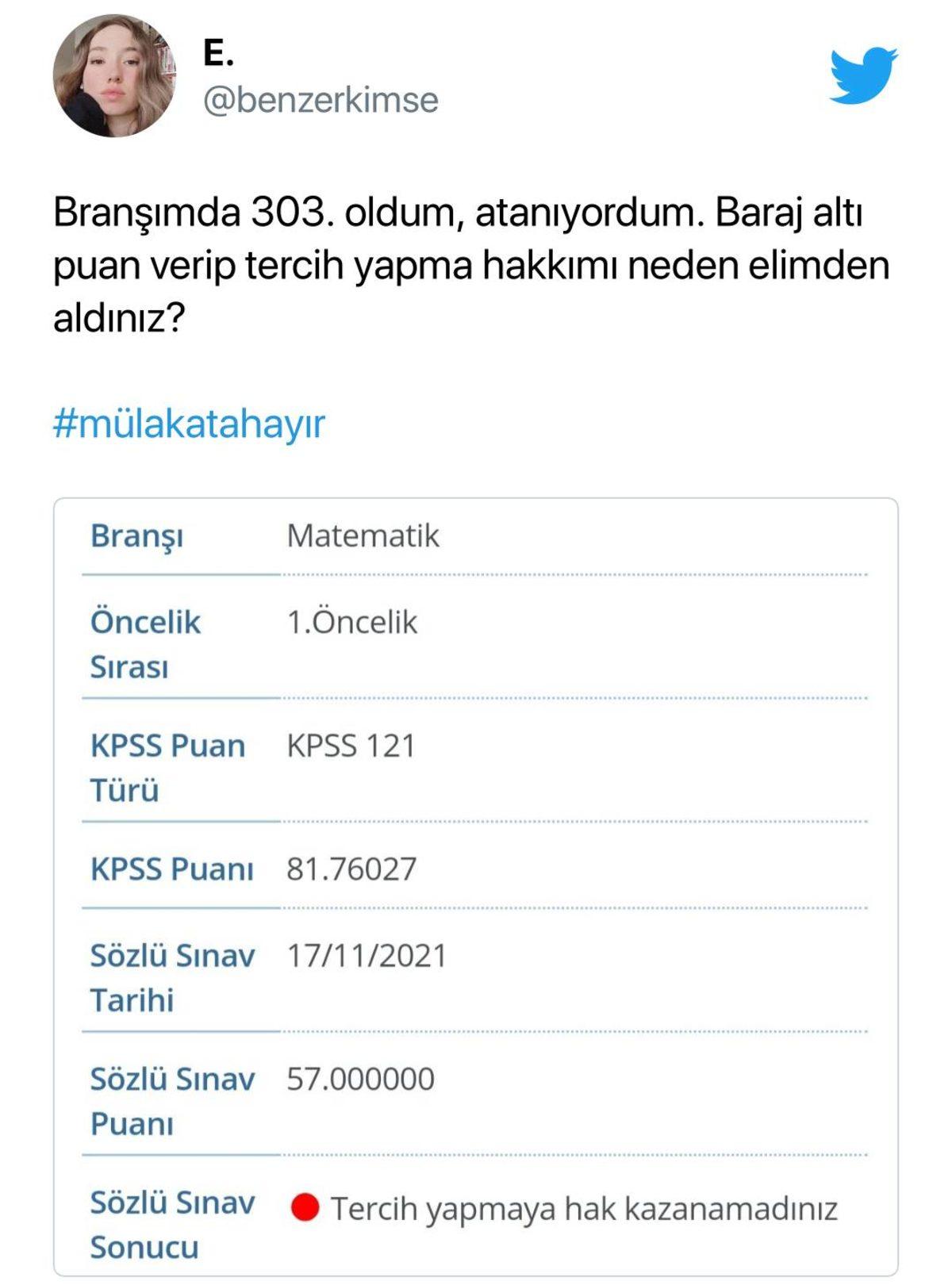 Yüksek Puanlarına Rağmen KPSS Mülakatında Elenen Öğretmenler Twitter’da Tepki Gösterdi: #MülakataHayır