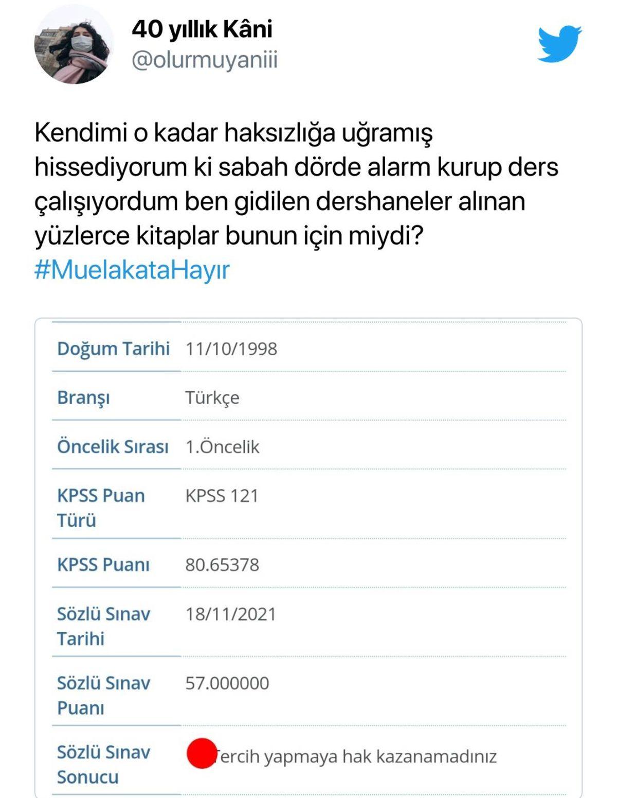 Yüksek Puanlarına Rağmen KPSS Mülakatında Elenen Öğretmenler Twitter’da Tepki Gösterdi: #MülakataHayır