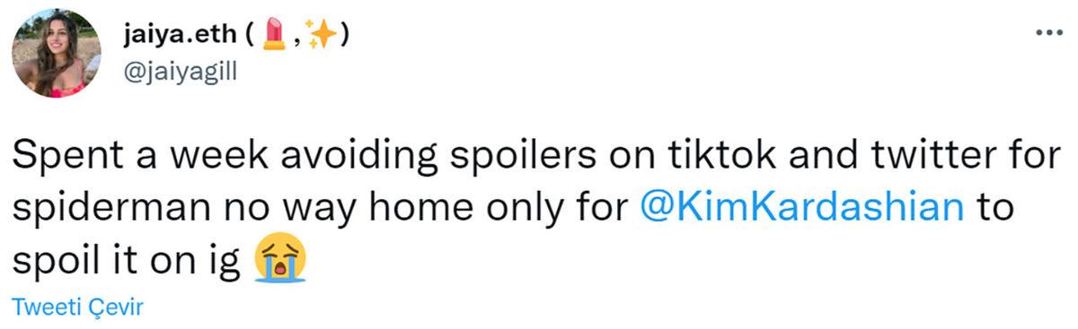 Instagram’da Spider-Man: No Way Home Spoilerı Paylaşan Kim Kardashian, Takipçilerinin Lincine Uğradı