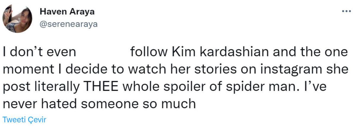 Instagram’da Spider-Man: No Way Home Spoilerı Paylaşan Kim Kardashian, Takipçilerinin Lincine Uğradı