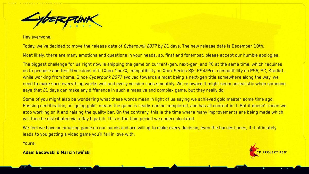 Gına Geldi: Cyberpunk 2077 Bir Kez Daha Ertelendi