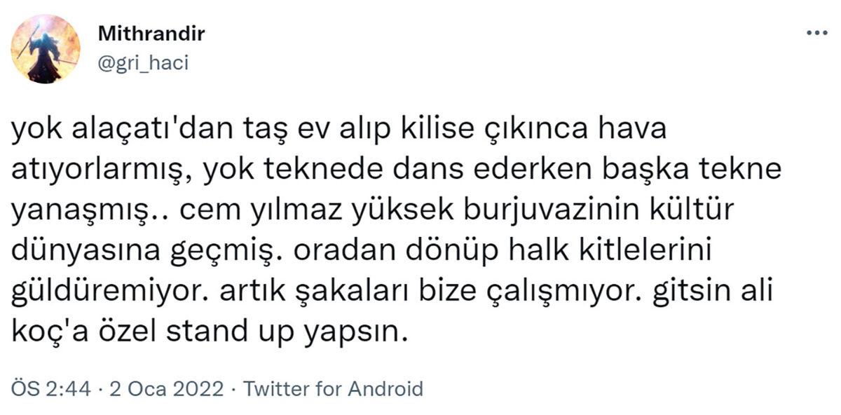 Son Gösterisiyle İnsanları İkiye Bölen Cem Yılmaz’dan Göndermeli Paylaşım