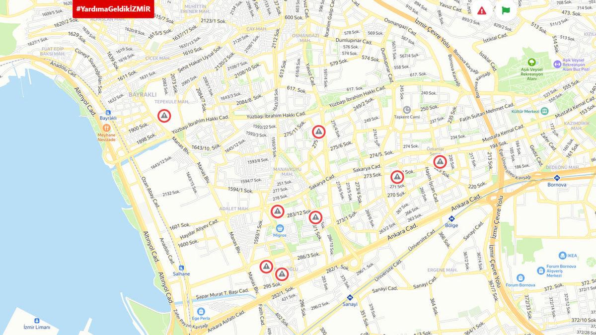 İzmir’de Anlık Olarak Yardım İsteyebileceğiniz veya Teklif Edebileceğiniz Harita