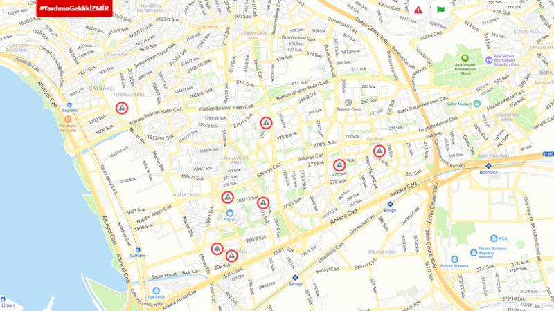 İzmir’de Anlık Olarak Yardım İsteyebileceğiniz veya Teklif Edebileceğiniz Harita