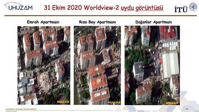 İzmir Depreminin Bıraktığı Enkazın Uydu Görüntüleri Paylaşıldı