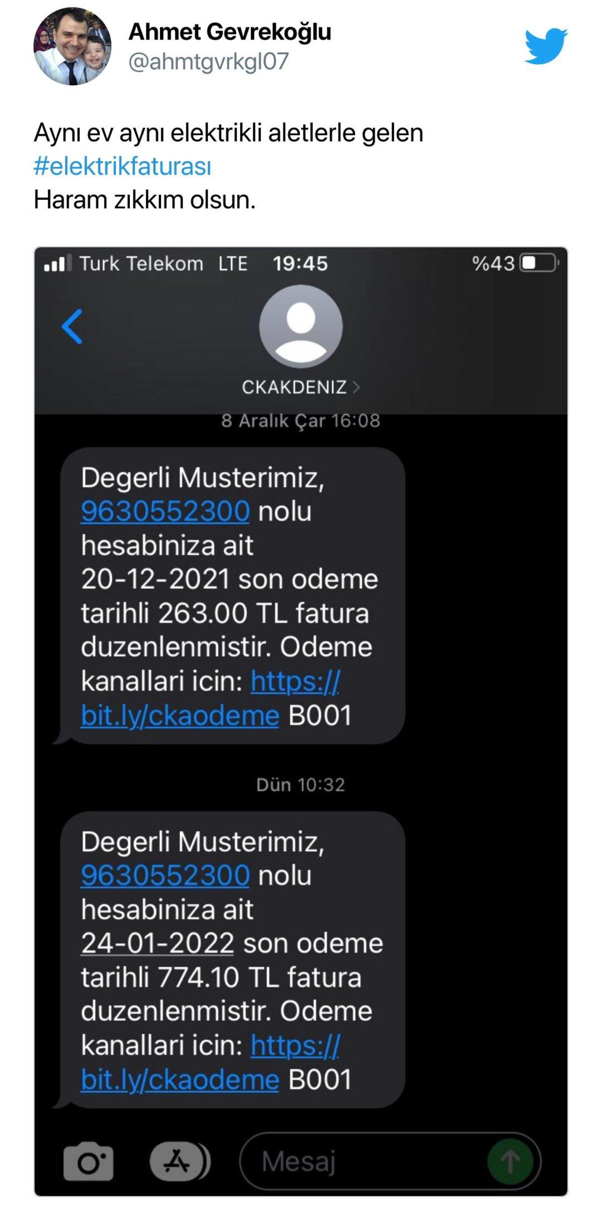 Zamlı Elektrik Faturaları Sosyal Medyanın Gündeminde: Faturalarda Bir Ayda Yüzlerce Lira Artış Var