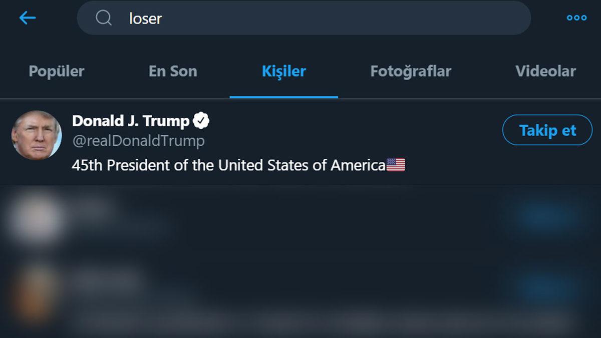 Twitter’da ’ezik’ Aramasının Sonuçlarında Donald Trump İlk Sırada Gösteriliyor