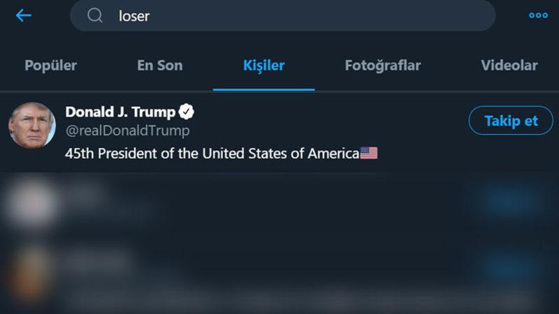 Twitter’da ’ezik’ Aramasının Sonuçlarında Donald Trump İlk Sırada Gösteriliyor