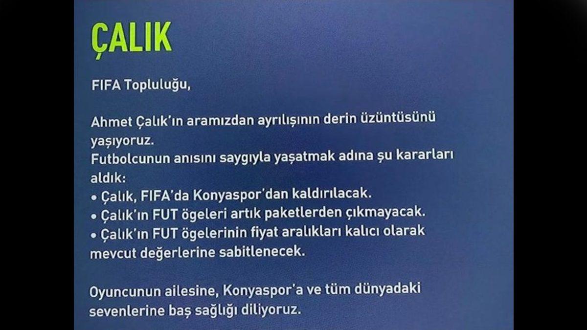 Electronic Arts, Hayatını Kaybeden Milli Futbolcu Ahmet Çalık’ın FIFA’dan Kaldırıldığını Duyurdu