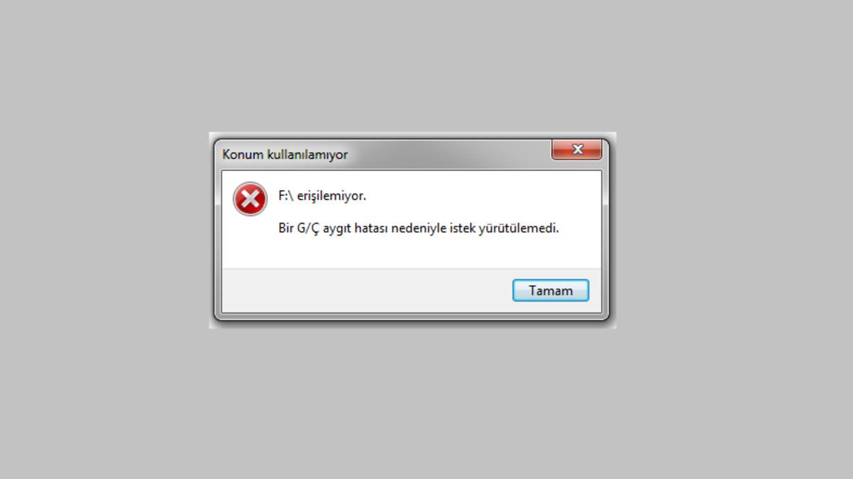 ’Bir G/Ç Aygıt Hatası Nedeniyle İstek Yürütülemedi’ Hatası ve Çözümü