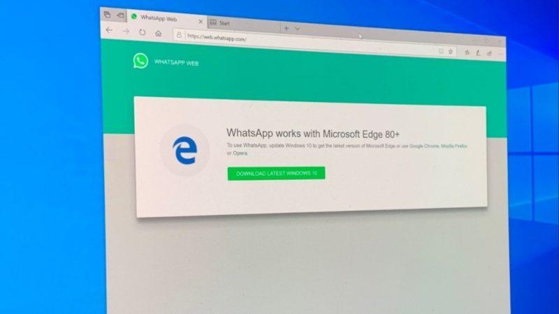 WhatsApp Web, Microsoft Edge Legacy Modunu Engelliyor
