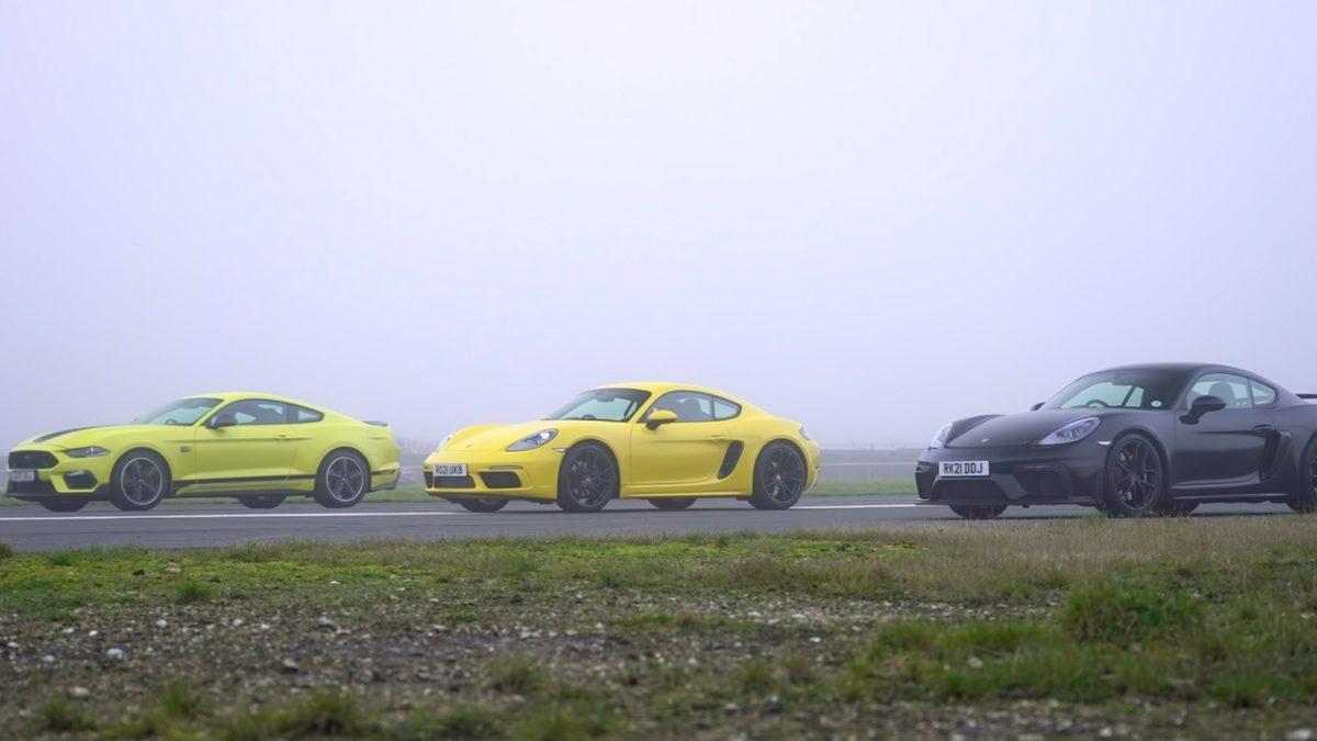 Ford Mustang Mach 1 ve Porsche Cayman GT4 ve Porsche Cayman 718 Drag Yarışında Rekabet Ediyor