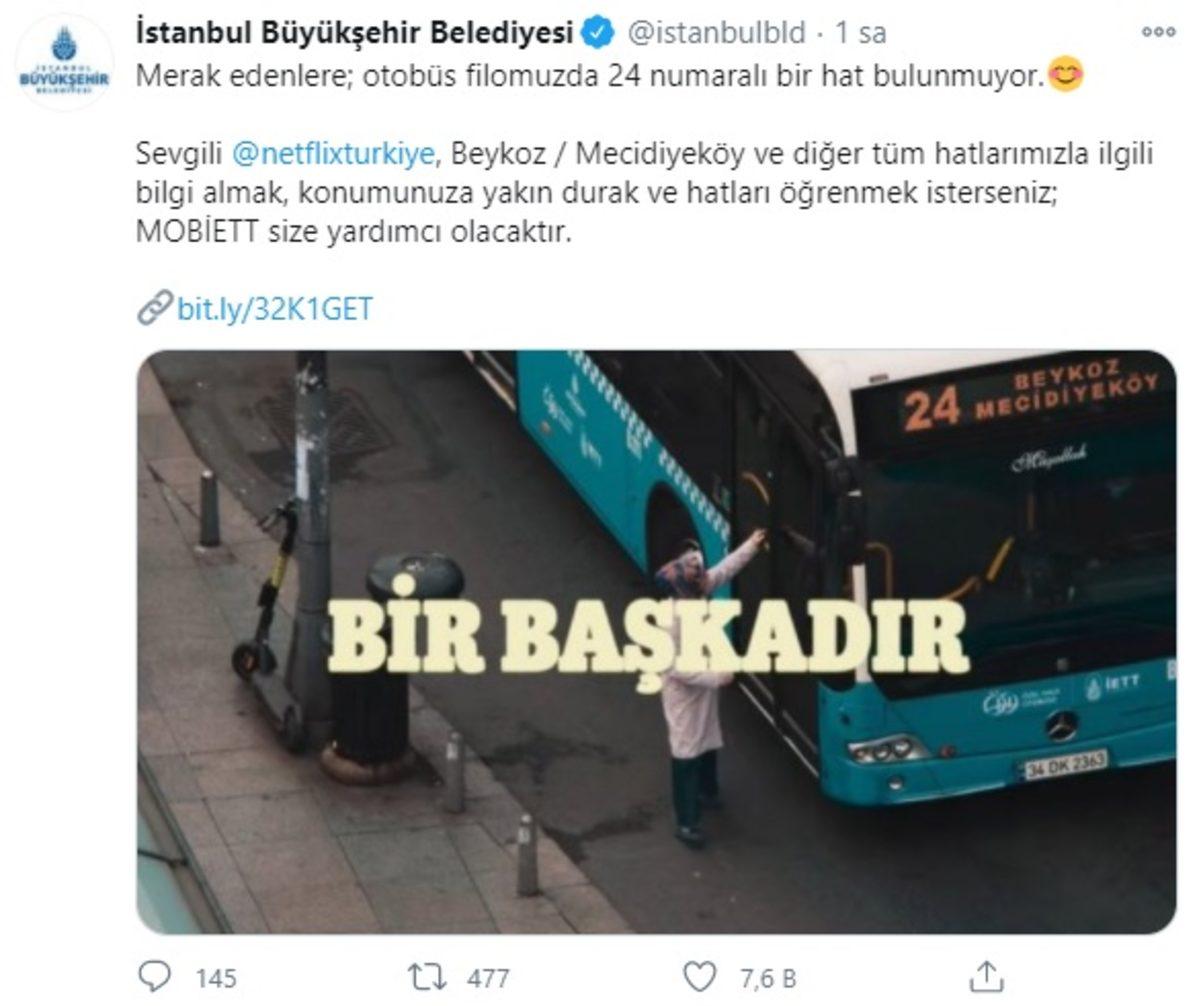 İBB ile Netflix’in Eğlenceli ’Bir Başkadır’ Atışması: 24 No’lu Hat Gerçek Değil