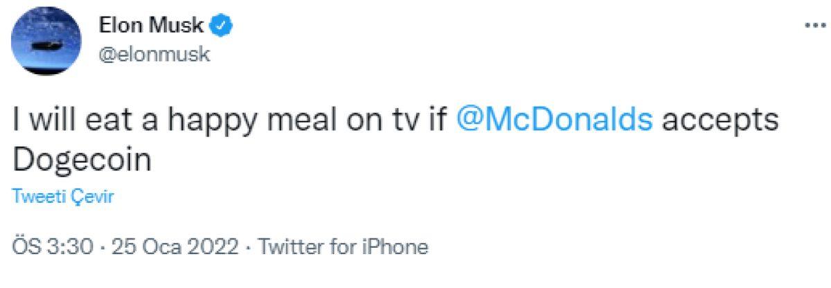 Elon Musk, McDonalds’a Kripto Para ile Ödeme Alma Karşılığında İlgi Çekici Bir Teklifte Bulundu