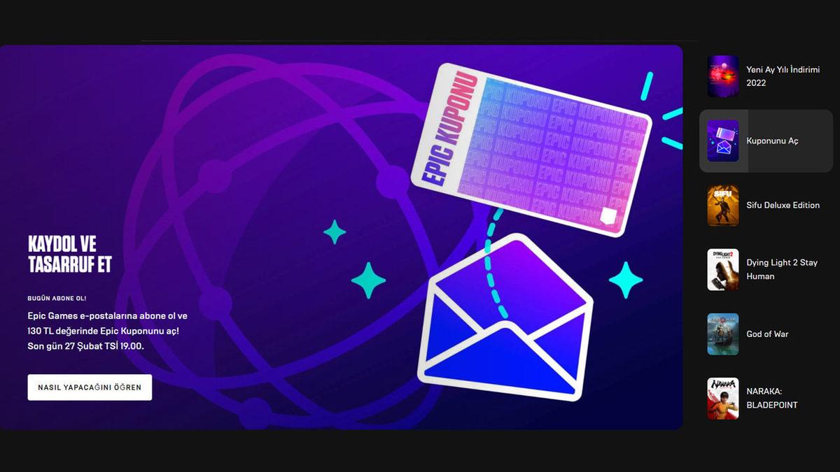 Epic Games’ten Tüm Oyunculara 130 TL’lik İndirim Kuponu [Hemen Kullanabilirsiniz]
