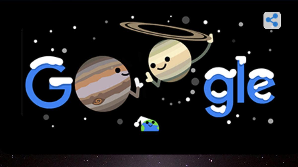 Google, Jüpiter ve Satürn’ün Bugün Gerçekleşecek Tarihi Yakınlaşması İçin Doodle Paylaştı