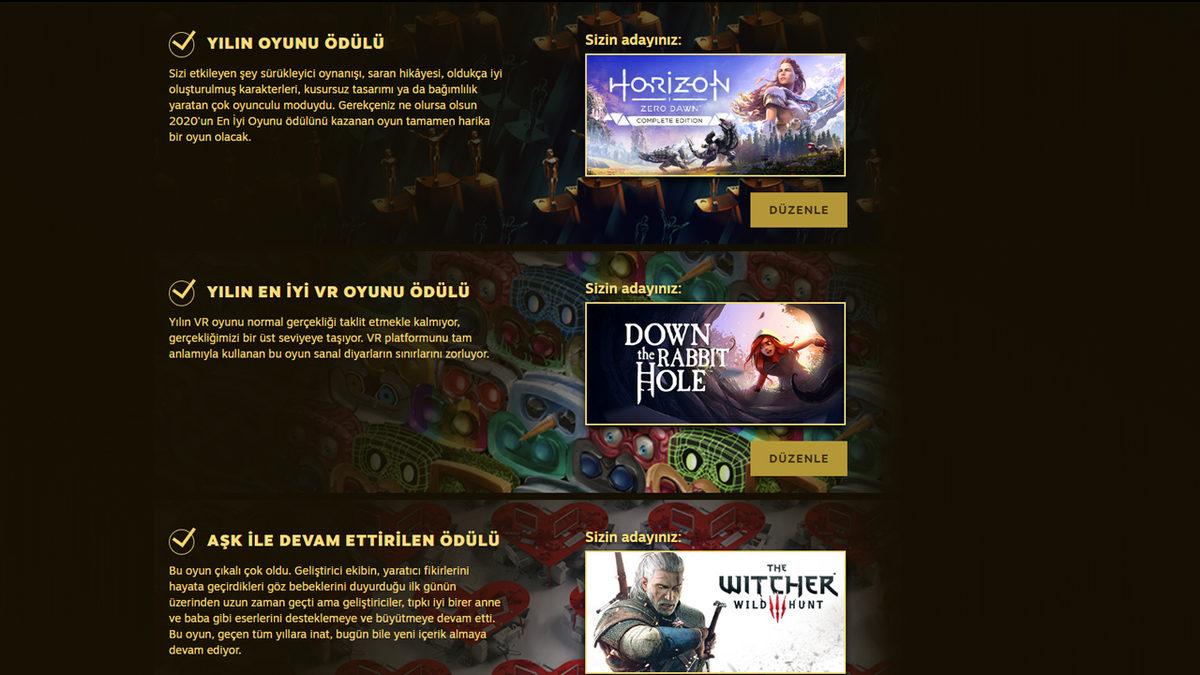 Steam Kullanıcılarının Oy Verebileceği ’Steam Ödülleri’ Başladı