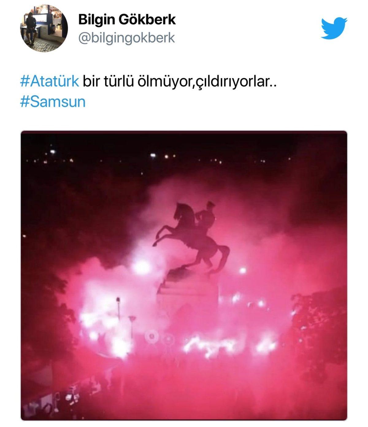 Samsun’da Saldırı Düzenlenen Atatürk Anıtı Sosyal Medyanın Gündeminde: Anıtın Etrafında Yüzlerce Kişi Nöbet Tutuyor