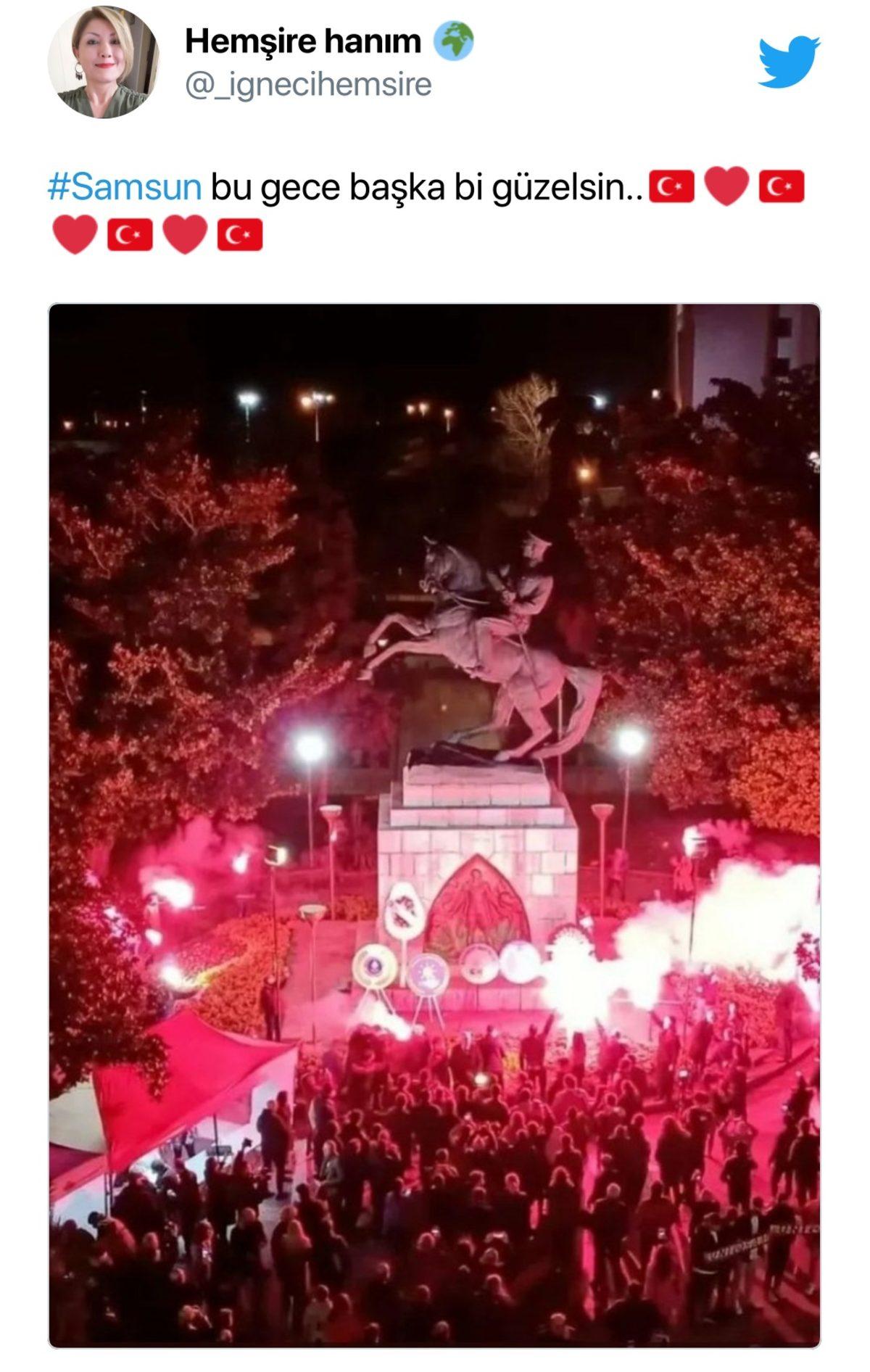 Samsun’da Saldırı Düzenlenen Atatürk Anıtı Sosyal Medyanın Gündeminde: Anıtın Etrafında Yüzlerce Kişi Nöbet Tutuyor