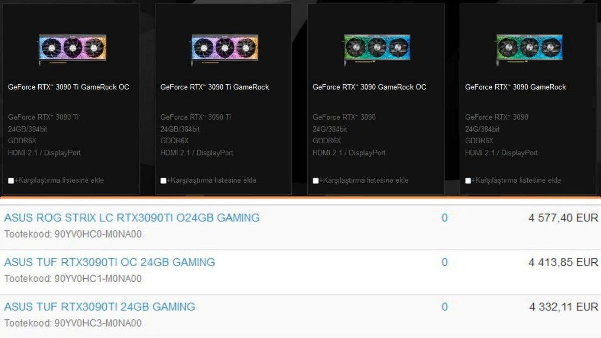 Asus’un RTX 3090 Ti Ekran Kartlarının Fiyatı Ortaya Çıktı: Bize Anca Seyretmek Düşer