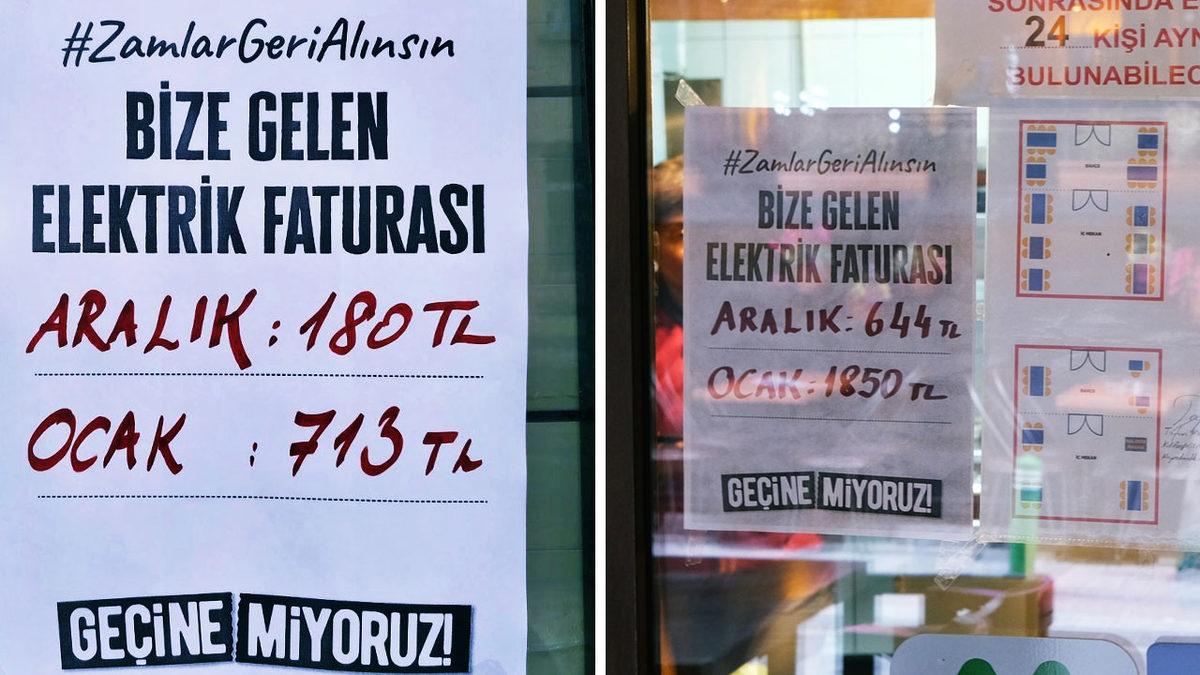 Elektrik Faturası Katlanan Esnaf, Fatura Bedelini Cama Asmaya Başladı