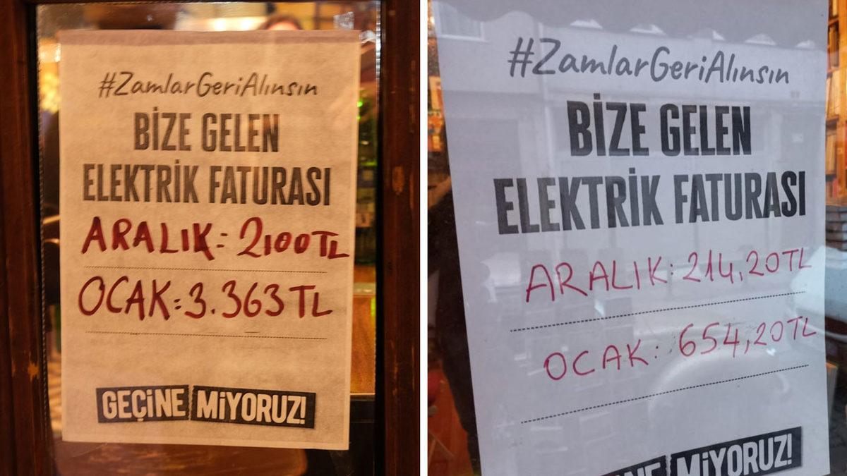 Elektrik Faturası Katlanan Esnaf, Fatura Bedelini Cama Asmaya Başladı