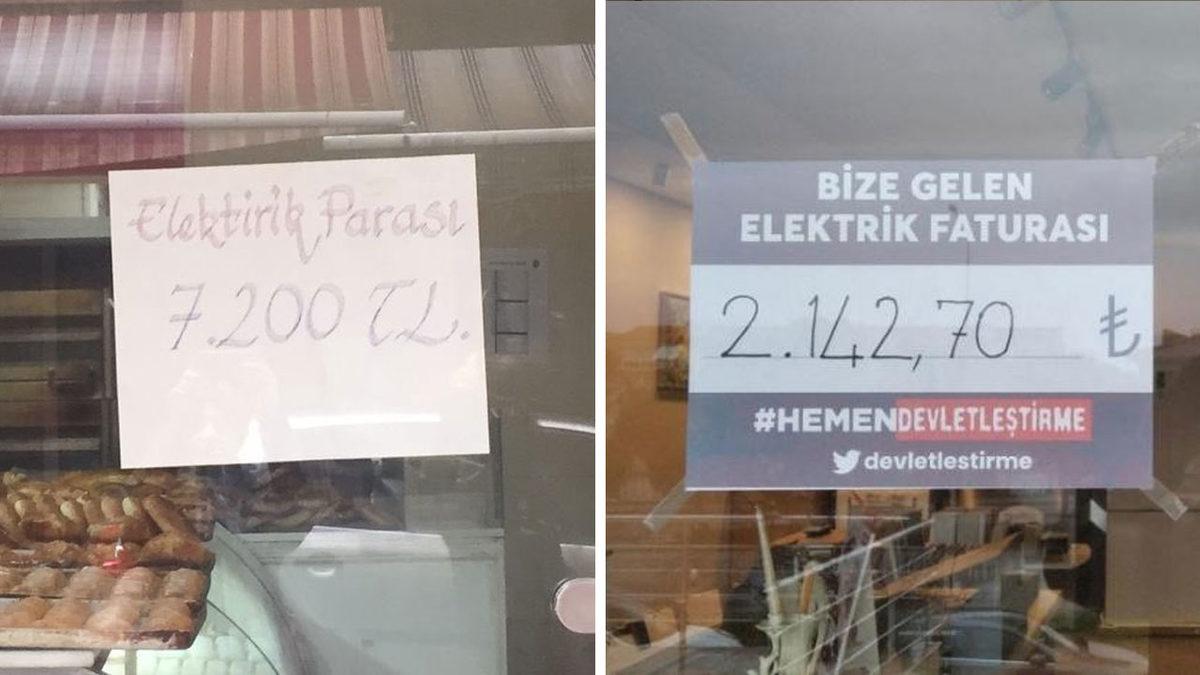 Elektrik Faturası Katlanan Esnaf, Fatura Bedelini Cama Asmaya Başladı