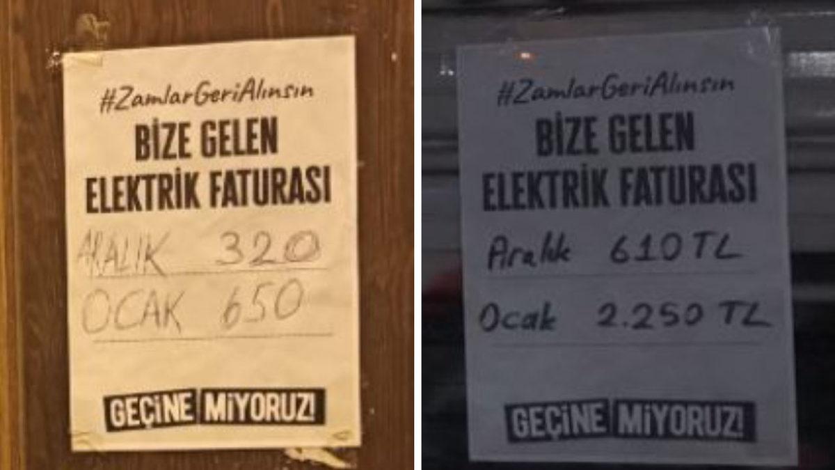 Elektrik Faturası Katlanan Esnaf, Fatura Bedelini Cama Asmaya Başladı