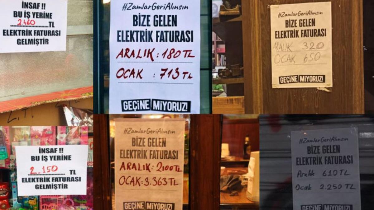 Elektrik Faturası Katlanan Esnaf, Fatura Bedelini Cama Asmaya Başladı