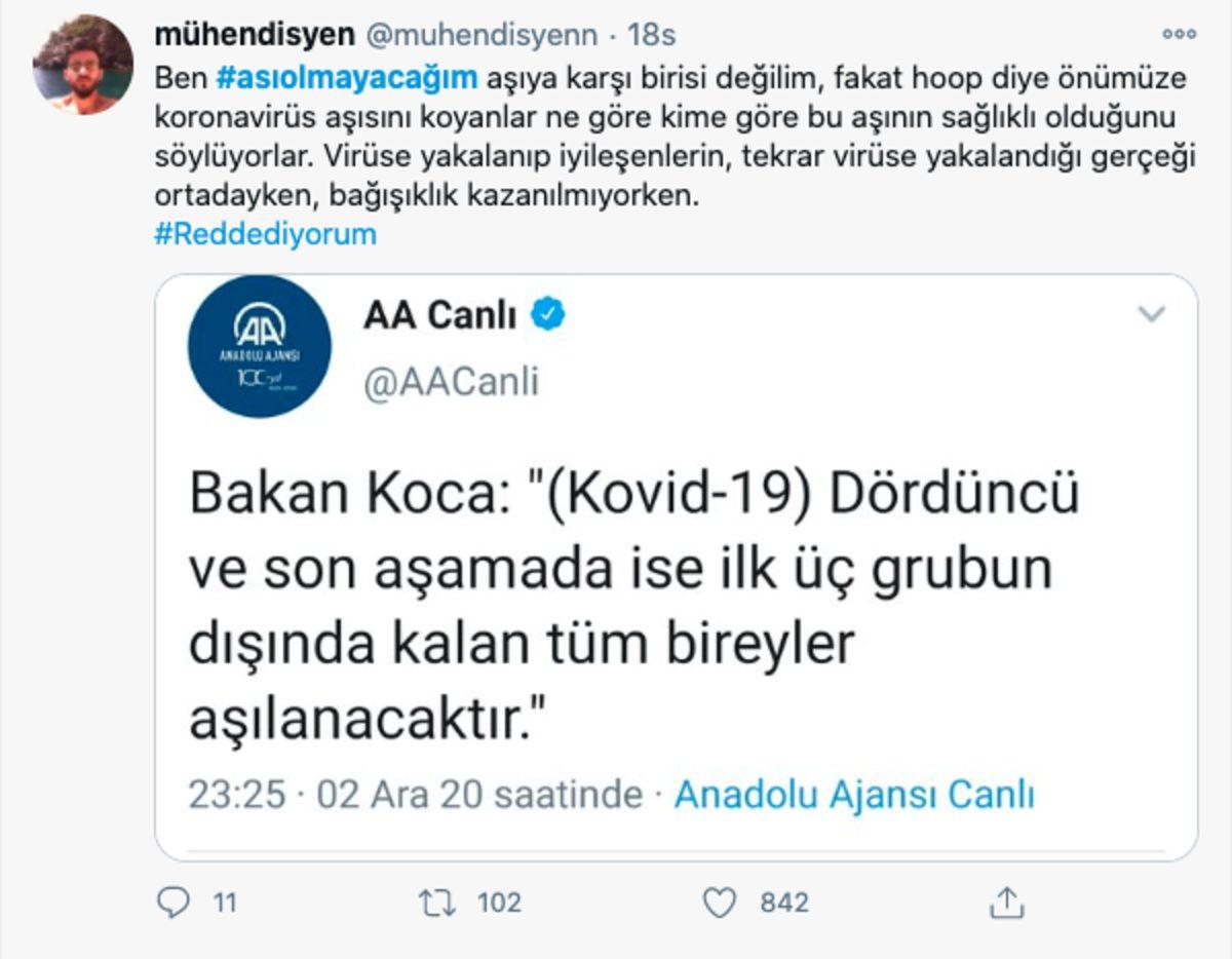 #AşıOlmayacağım Etiketi Twitter’da Gündeme Oturdu: İşte Aşı Karşıtı Paylaşımlar