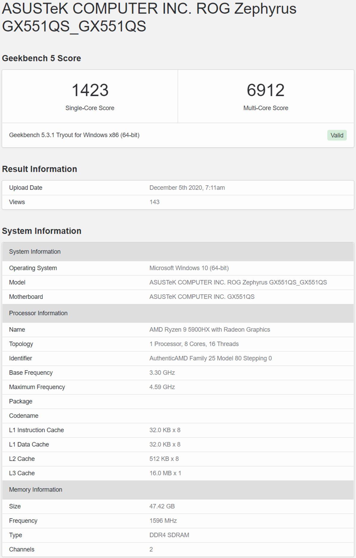 Zen 3 Çekirdek Mimarili AMD Ryzen 9 5900HX, Geekbench’te Ortaya Çıktı