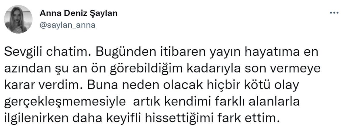 Twitch Türkiye’nin En Popüler Yayıncılarından Anna Deniz, Yayın Hayatına Son Verdiğini Açıkladı