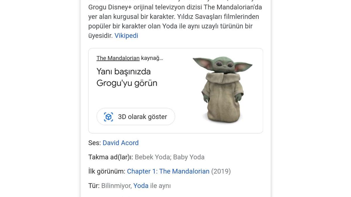 Google, Baby Yoda’yı Artırılmış Gerçeklik Teknolojisiyle Gerçek Dünyaya Taşımanızı Sağlıyor