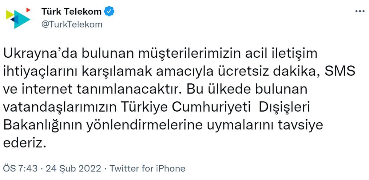 Türk Telekom, Vodafone ve Turkcell, Ukrayna’daki Türklere Ücretsiz İnternet, SMS ve Konuşma Hizmeti Sunacak