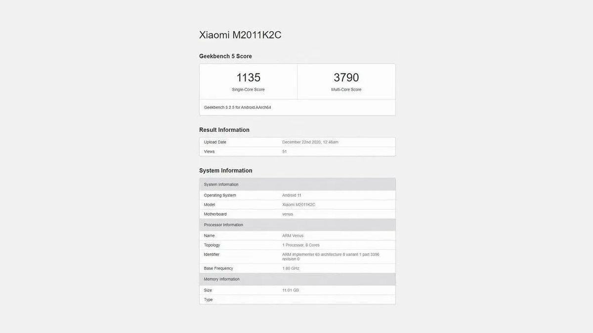 Xiaomi Mi 11, Etkileyici Puanlarıyla Geekbench’te Göründü