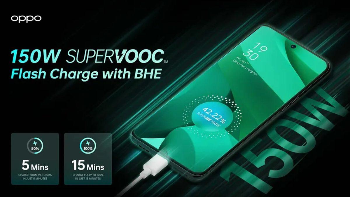 OPPO, Telefonu 15 Dakikada Yüzde 100 Şarj Eden 150W SuperVOOC Hızlı Şarj Sistemini Duyurdu
