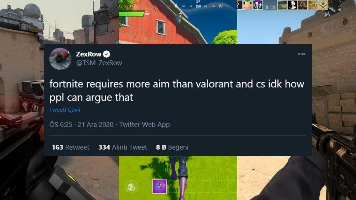 Profesyonel Oyuncunun Fortnite, CS:GO, Valorant Karşılaştırması Twitter’ı Karıştırdı