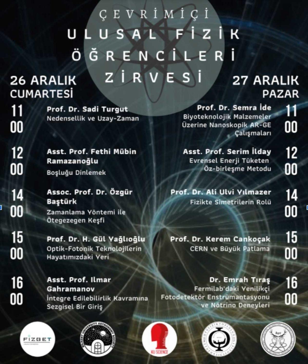 Çevrimiçi Ulusal Fizik Öğrencileri Zirvesi, 26-27 Aralık’ta YouTube’da