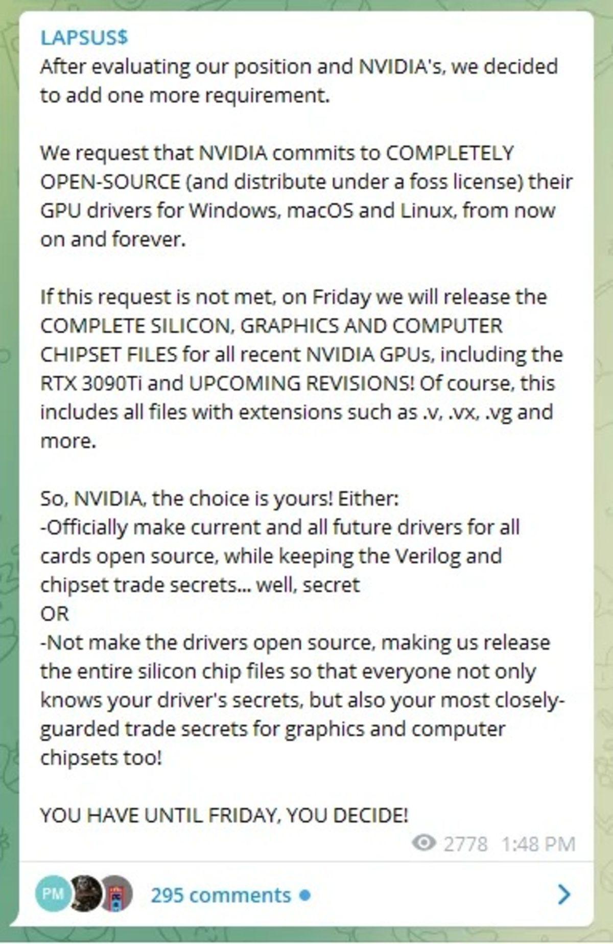 NVIDIA Hacklendiğini Açıkladı! Taleplerini Açıklayan Hackerlar, 14 GTA V Büyüklüğünde Dosyayı İfşa Etmekle Tehdit Ediyor