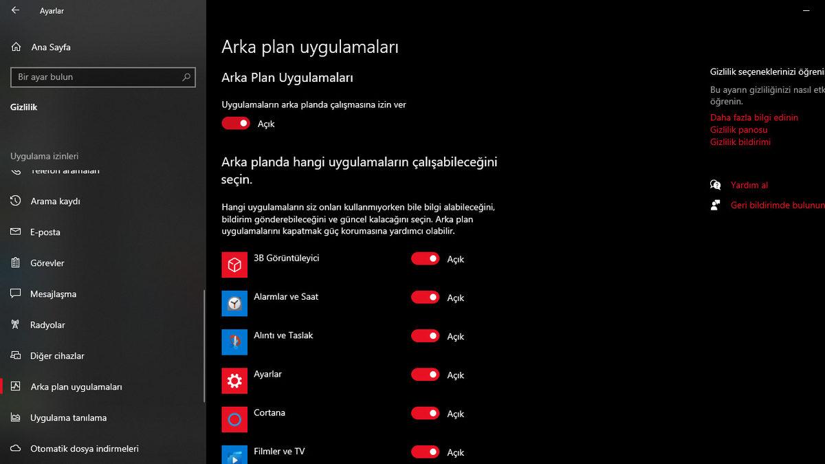 Windows 10’da Arka Planda Çalışan Programlar Nasıl Kapatılır?