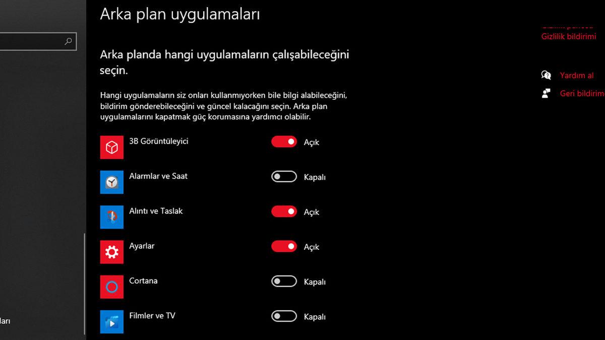 Windows 10’da Arka Planda Çalışan Programlar Nasıl Kapatılır?