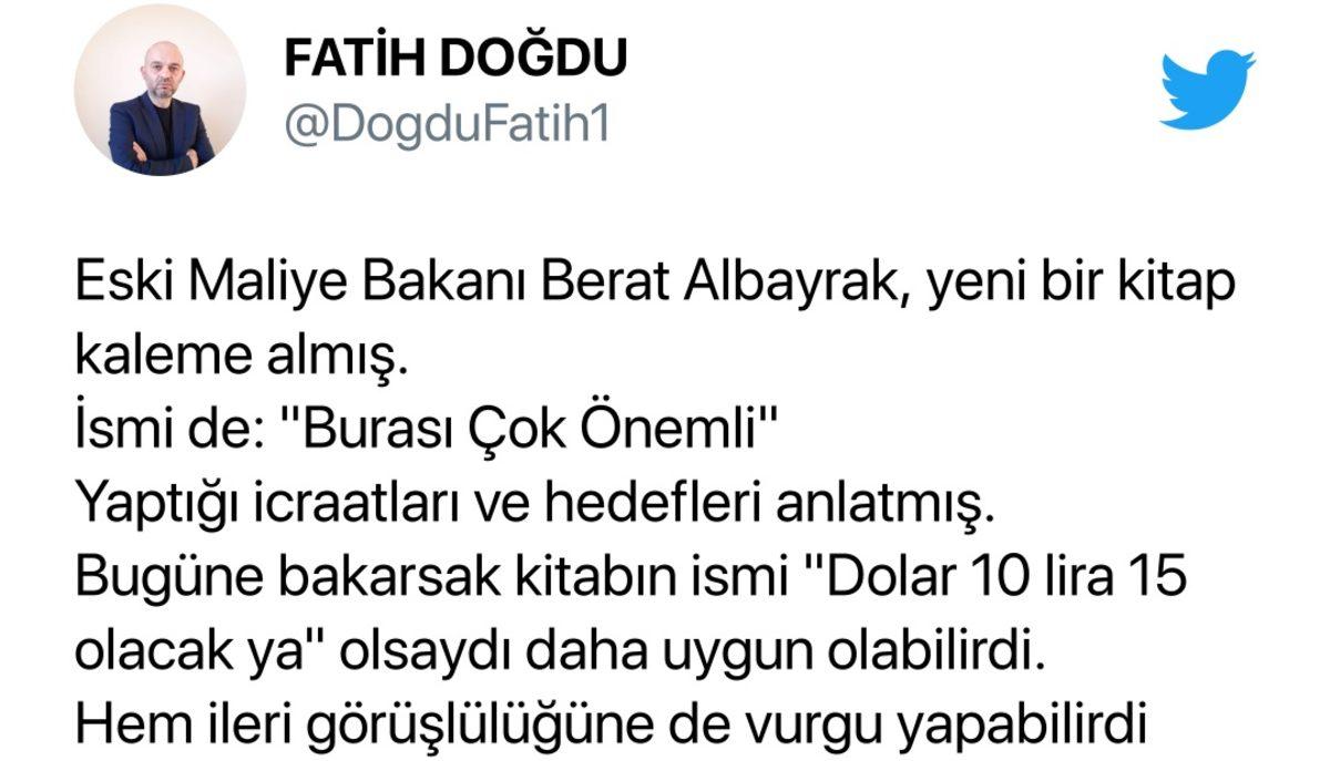 Eski Ekonomi Bakanı Berat Albayrak’ın 