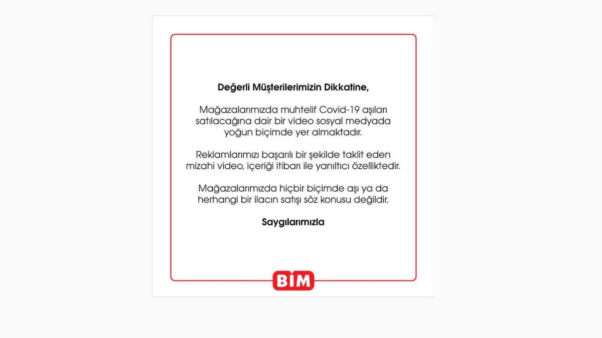 BİM, Sosyal Medyada Viral Olan Koronavirüs Aşı Reklamıyla İlgili Açıklama Yaptı